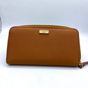 Kate Spade Large Continental Saffiano Brown Leather Wallet NWOT